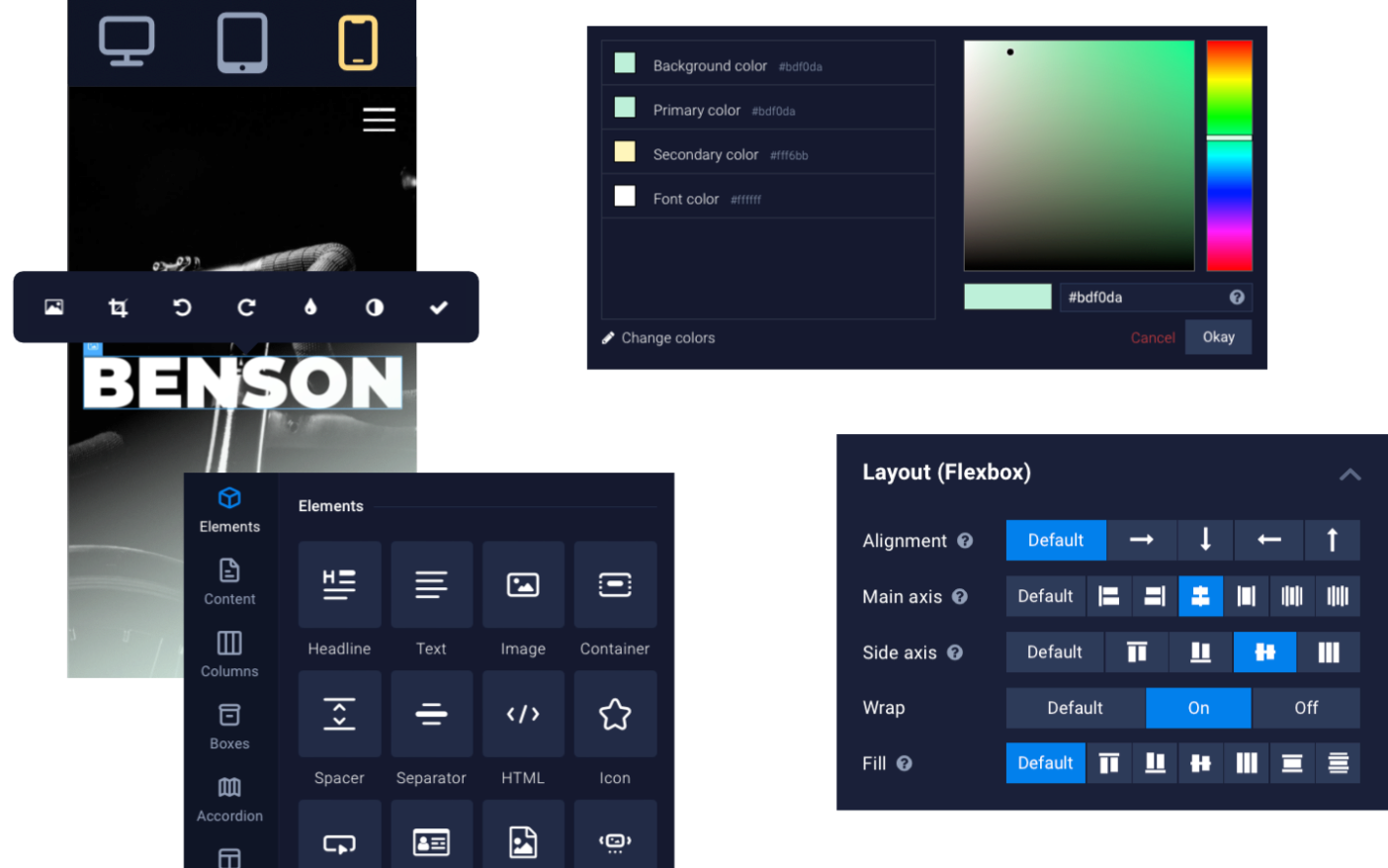 Trinico Website Builder editor preview